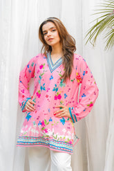 Bloom - Contemporary Short Shirt with Floral Prints and white Trousers